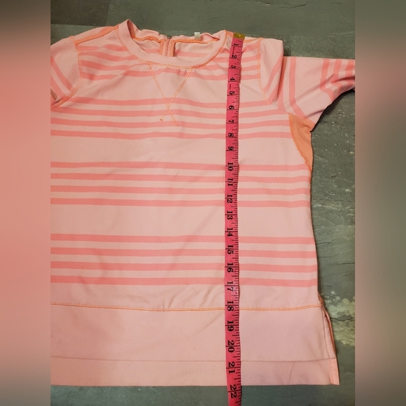 Lululemon Run: Warm Up Crew. Orange and pink. Stripes. Size 6. - Picture 9 of 14